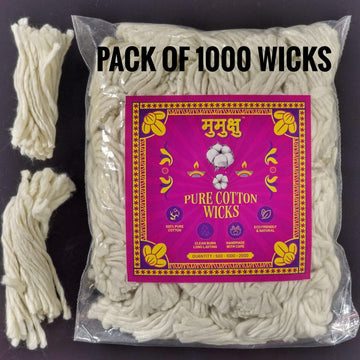 Mumuxu 3 Inch 100% Natural Cotton Diya Wicks | Pooja & Aarti Essentials | Pack of 1000