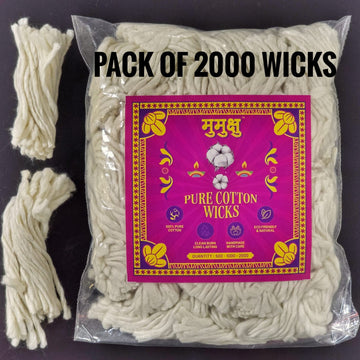 Mumuxu 3 Inch 100% Natural Cotton Diya Wicks | Pooja & Aarti Essentials | Pack of 2000